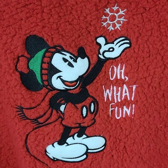 NWT Disney Mickey Mouse Soft Sherpa Fleece XL 16/18 Red Sweatshirt Pullover Top - Picture 2 of 6